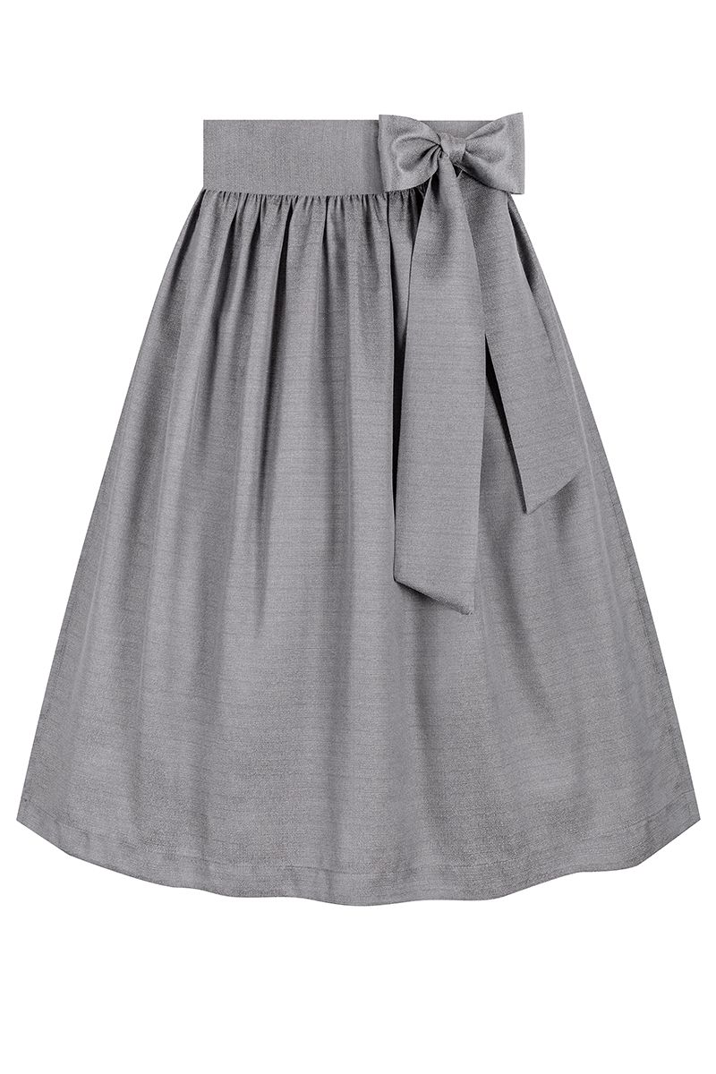 Eleganter grauer Trachtenrock mit Schleife von MOSER Trachten.