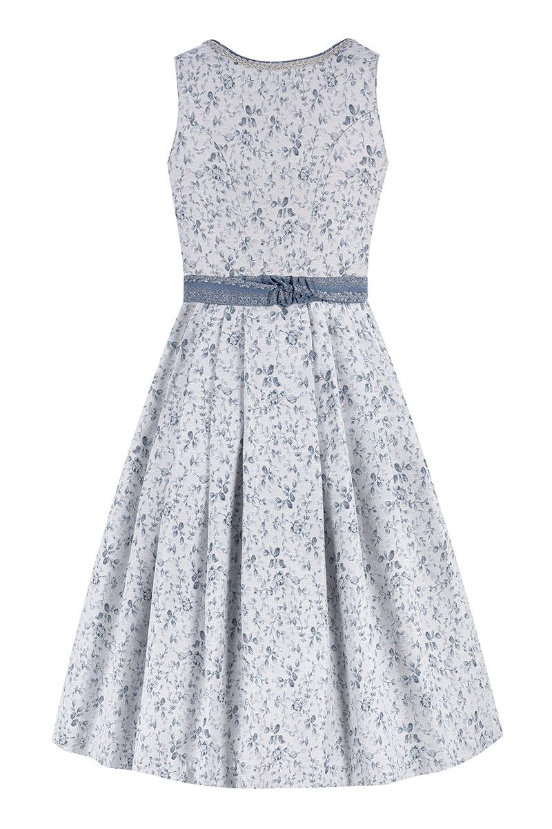 Elegantes blau-weißes Dirndl mit floralem Muster von MOSER Trachten.