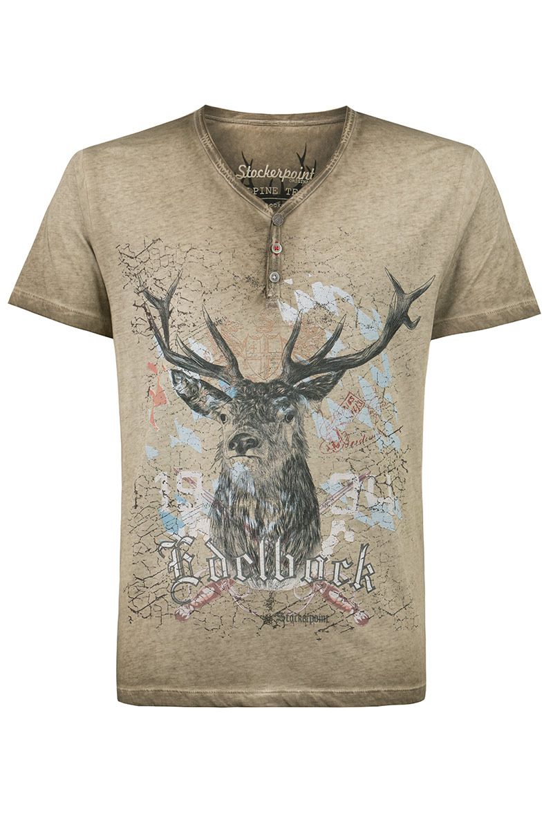 Herren-Trachtenshirt von MOSER mit Hirschmotiv und Schriftzug "Edelbock".