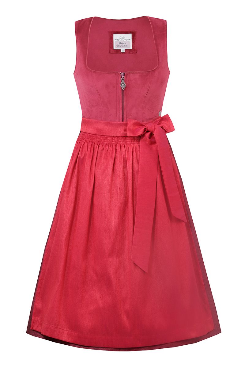 Rotes Dirndl von MOSER Trachten mit Schürze und eleganten Details in modernem Design.