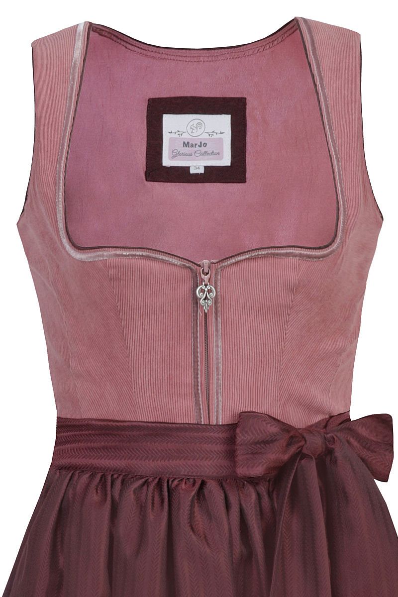 Elegantes MarJo-Dirndl in Rosa mit Samtband und Zierelement von MOSER Trachten.