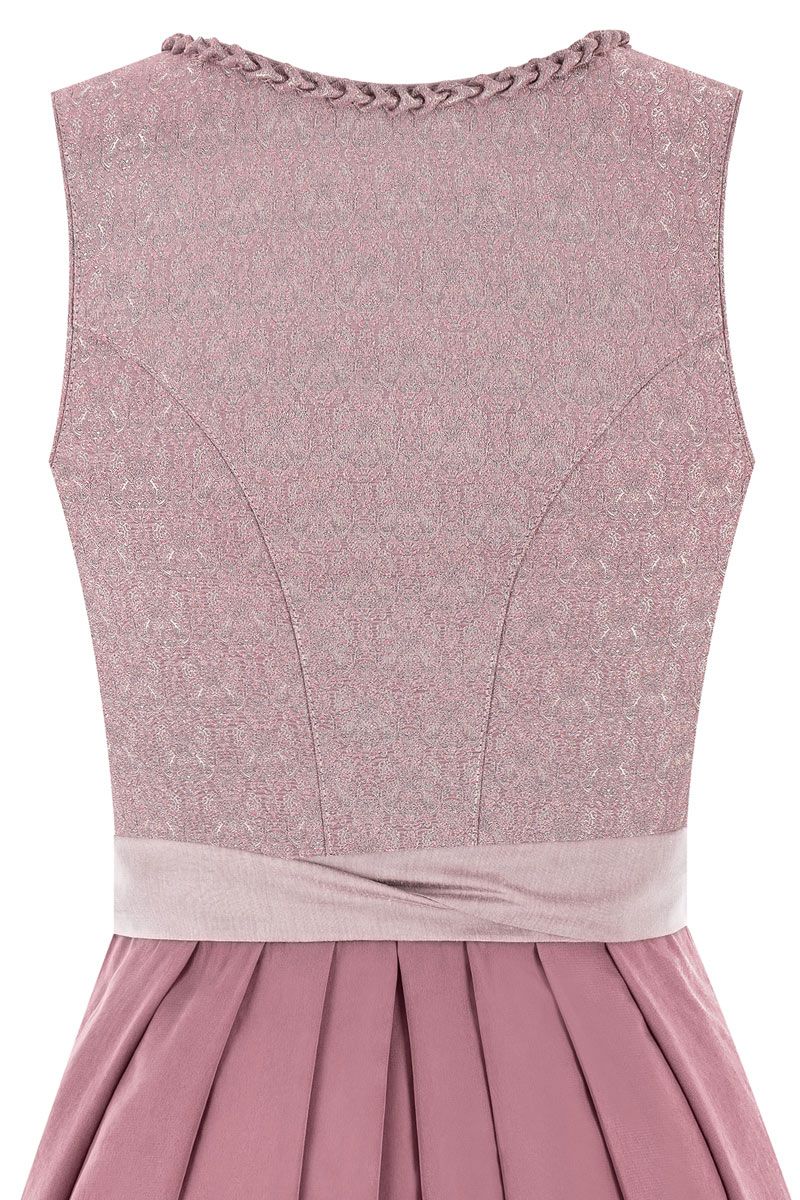 Elegantes rosafarbenes Dirndl mit geflochtenem Kragen von MOSER Trachten im klassischen Stil.