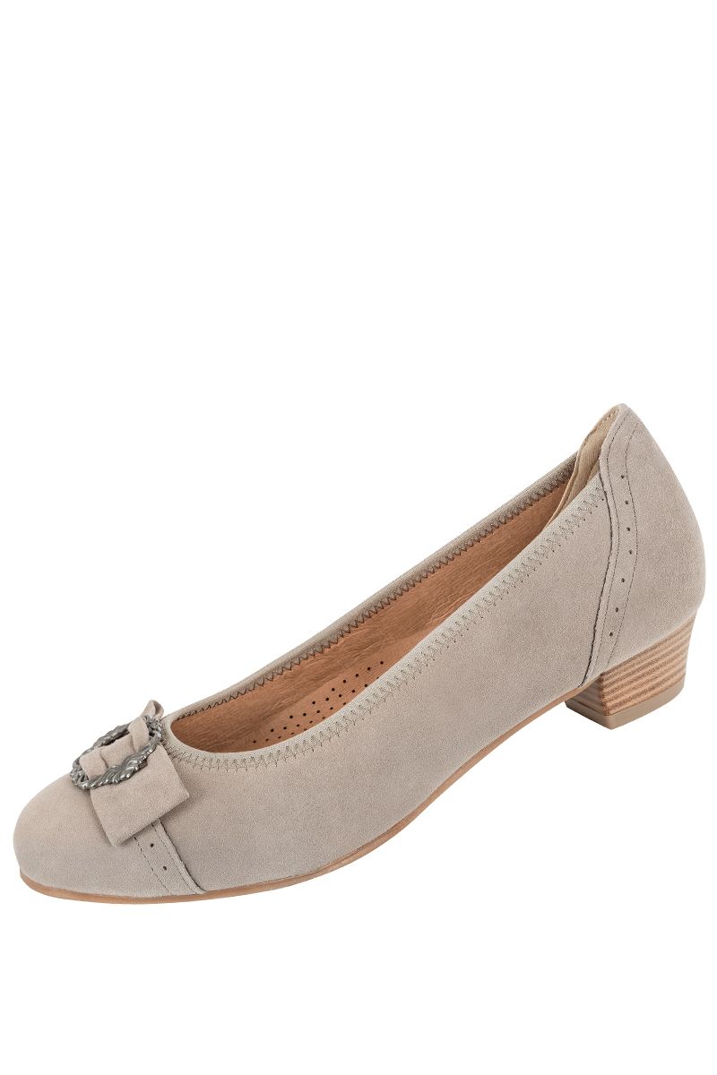 Elegante graue Trachtenschuhe aus Veloursleder von MOSER Trachten mit dekorativer Schnalle.