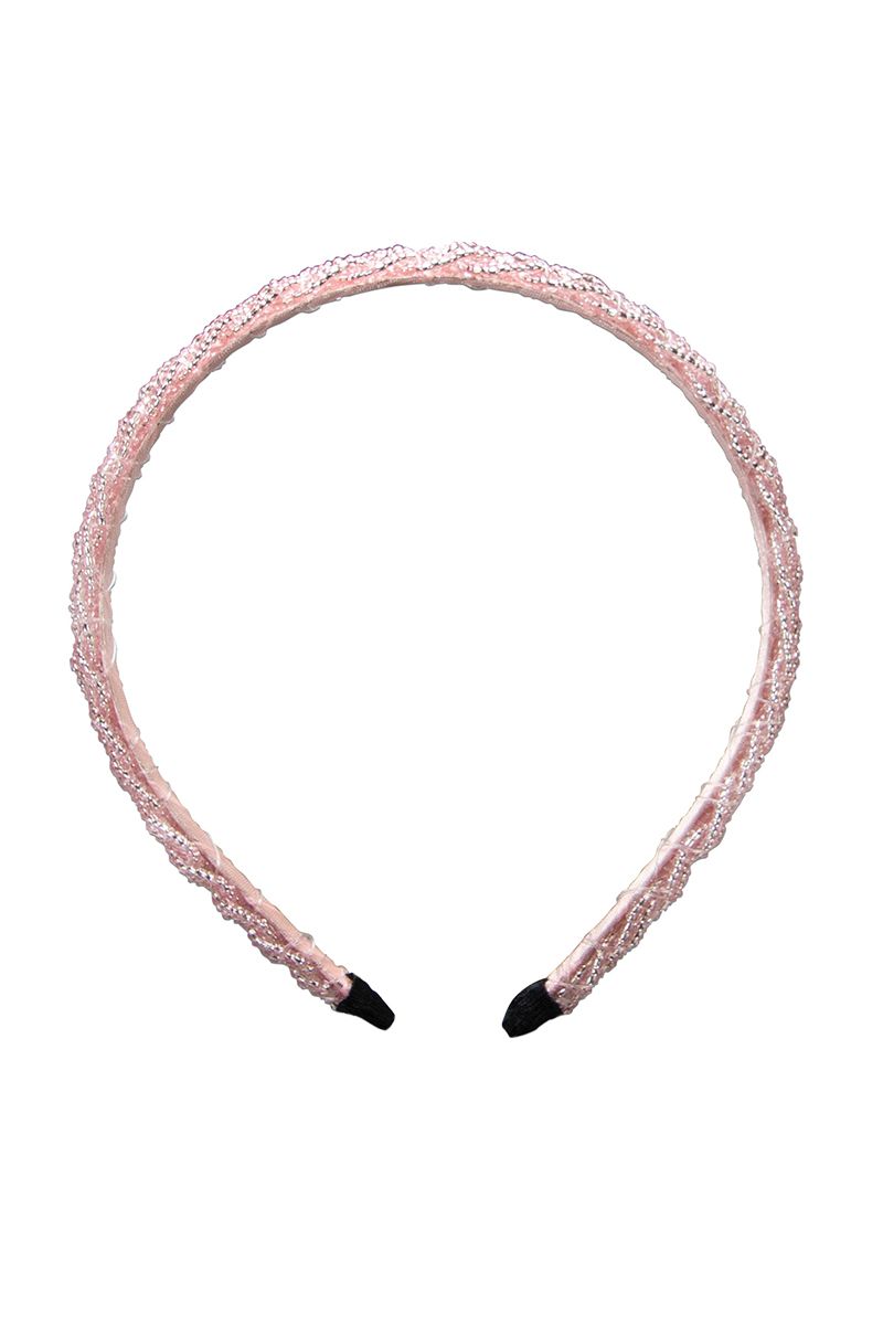 Rosa Haarreif mit perlenbesetztem Design von MOSER Trachten für einen eleganten Tracht-Look.