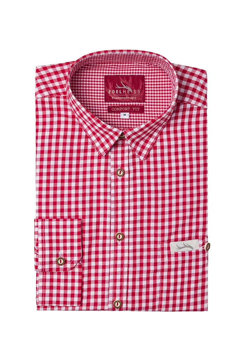 Rotes Karohemd von MOSER Trachten in Comfort Fit für klassische Trachtenmode.
