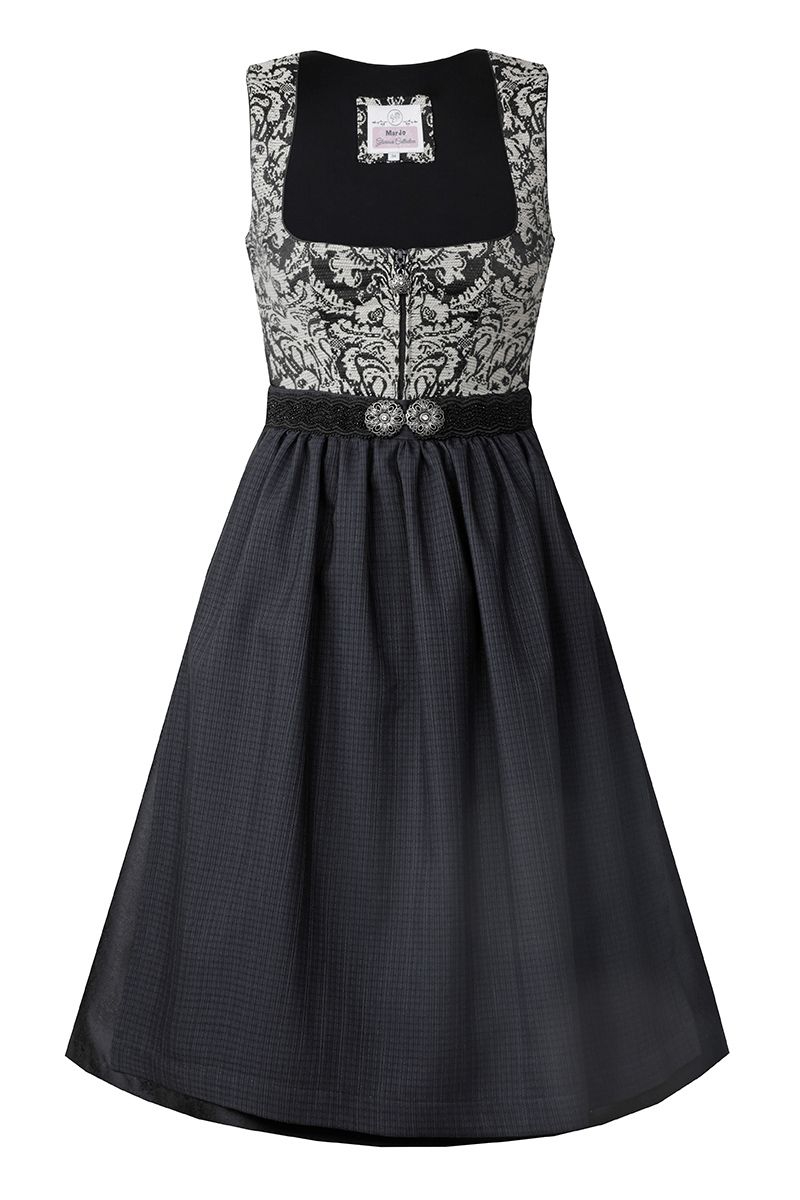 Elegantes schwarzes Dirndl mit reich verziertem Mieder von MOSER Trachten.