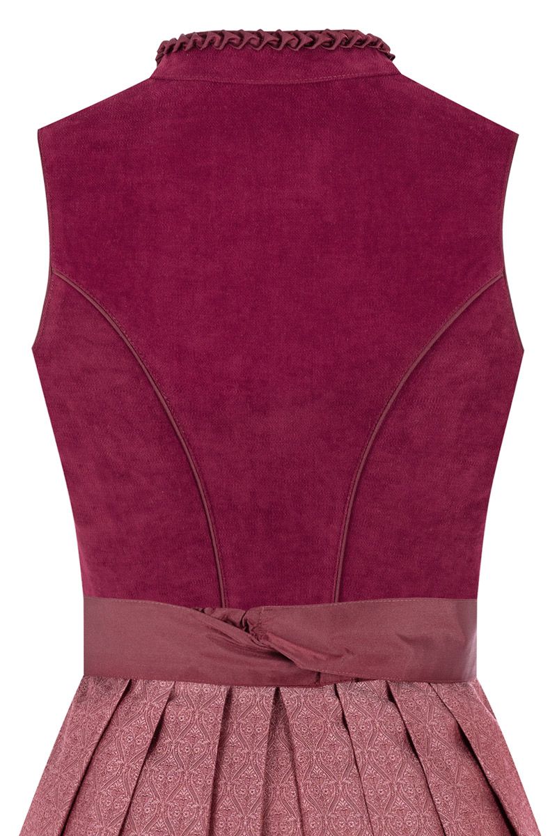Bordeauxroter Dirndl-Rücken mit elegantem, gefüttertem Mieder von MOSER Trachten.