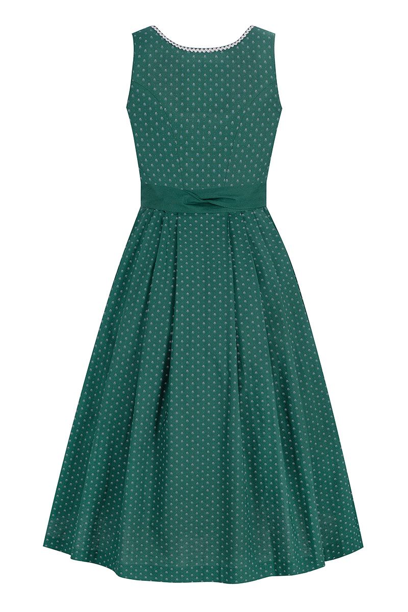 Grünes ärmelloses Dirndl mit feinem Muster von MOSER Trachten in eleganter A-Linie.