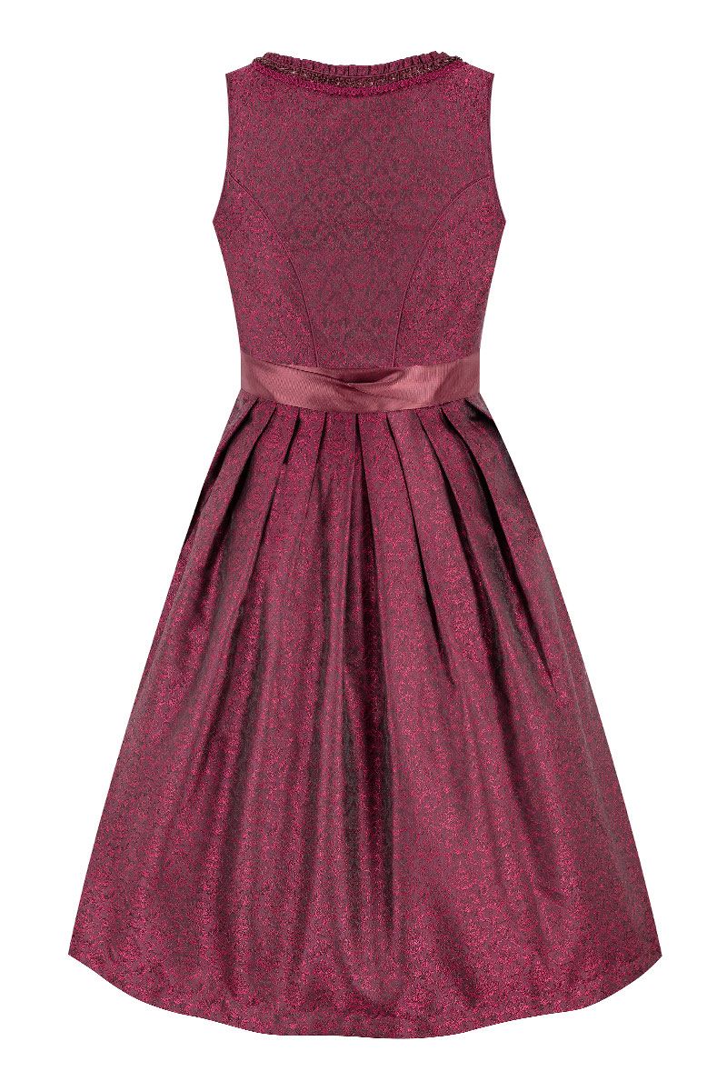 Elegantes burgunderrotes Dirndlmieder von MOSER Trachten mit feiner Jacquard-Musterung.