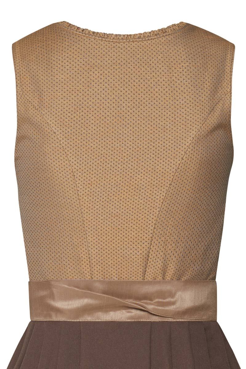 Rückansicht eines beigen Dirndls von MOSER Trachten mit feinem Muster auf trachten.de.