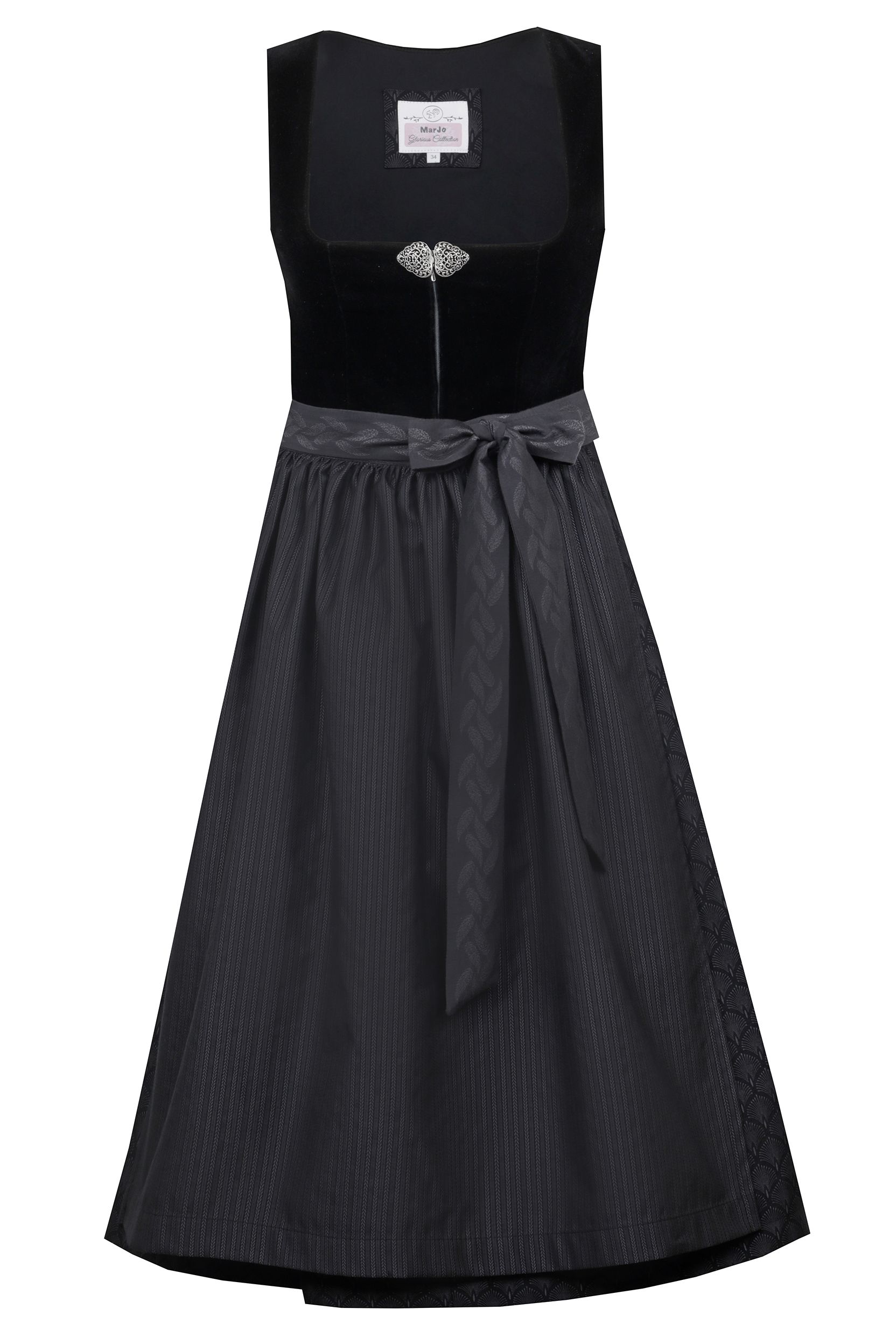 Elegantes schwarzes Dirndl von Moser Trachten mit Schnürung und Schleife.
