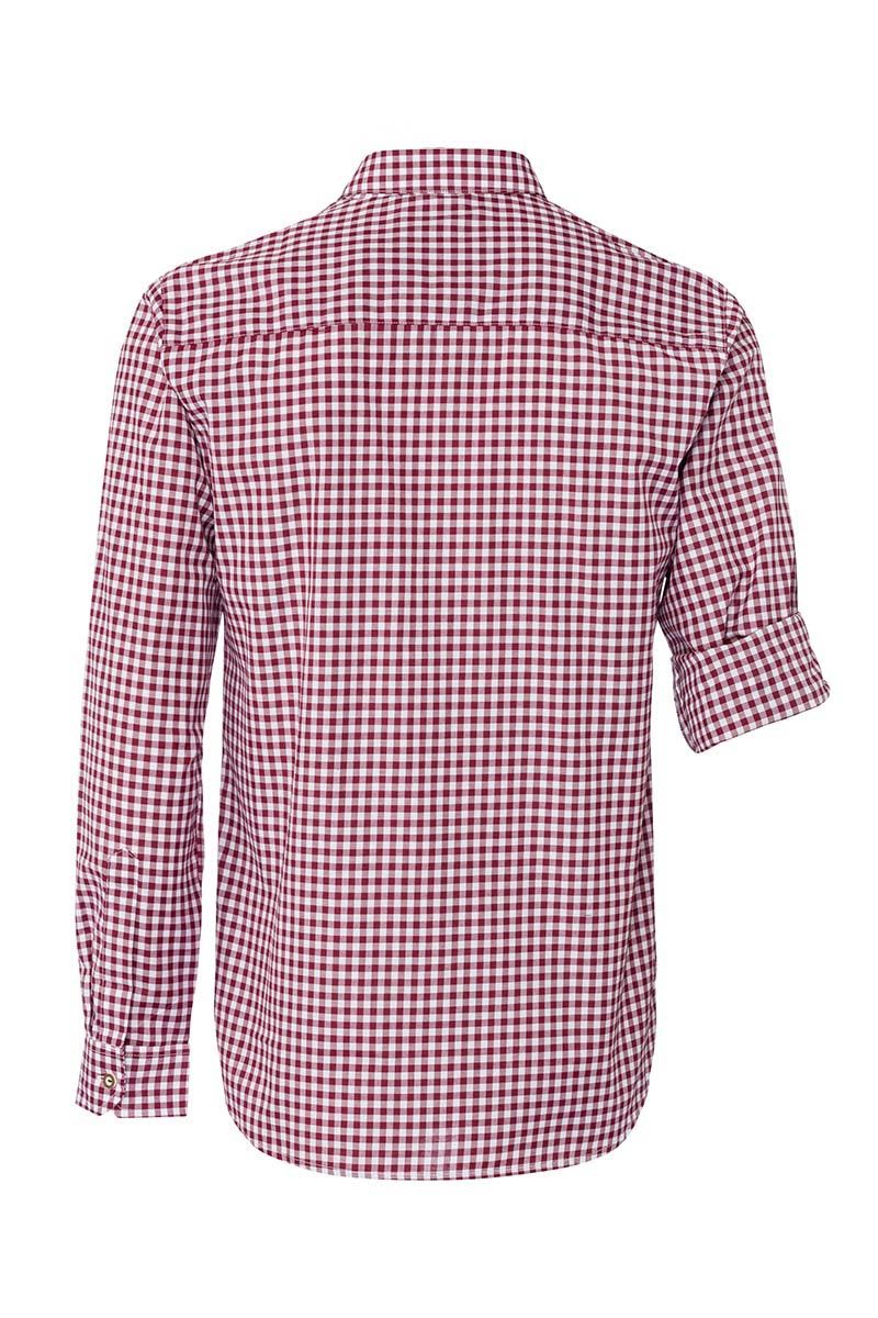 Rotes Trachtenhemd mit Karo-Muster aus hochwertiger Baumwolle von MOSER Trachten.