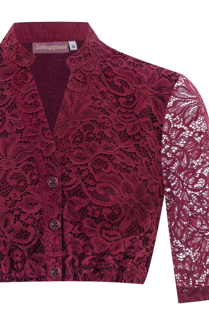 Bordeauxrote Spitzen-Trachtenjacke von MOSER Trachten, ideal für elegante Anlässe.