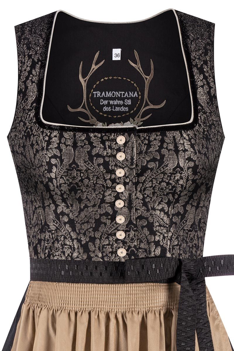 Schwarzes Damen-Dirndl mit floralem Muster von MOSER Trachten.