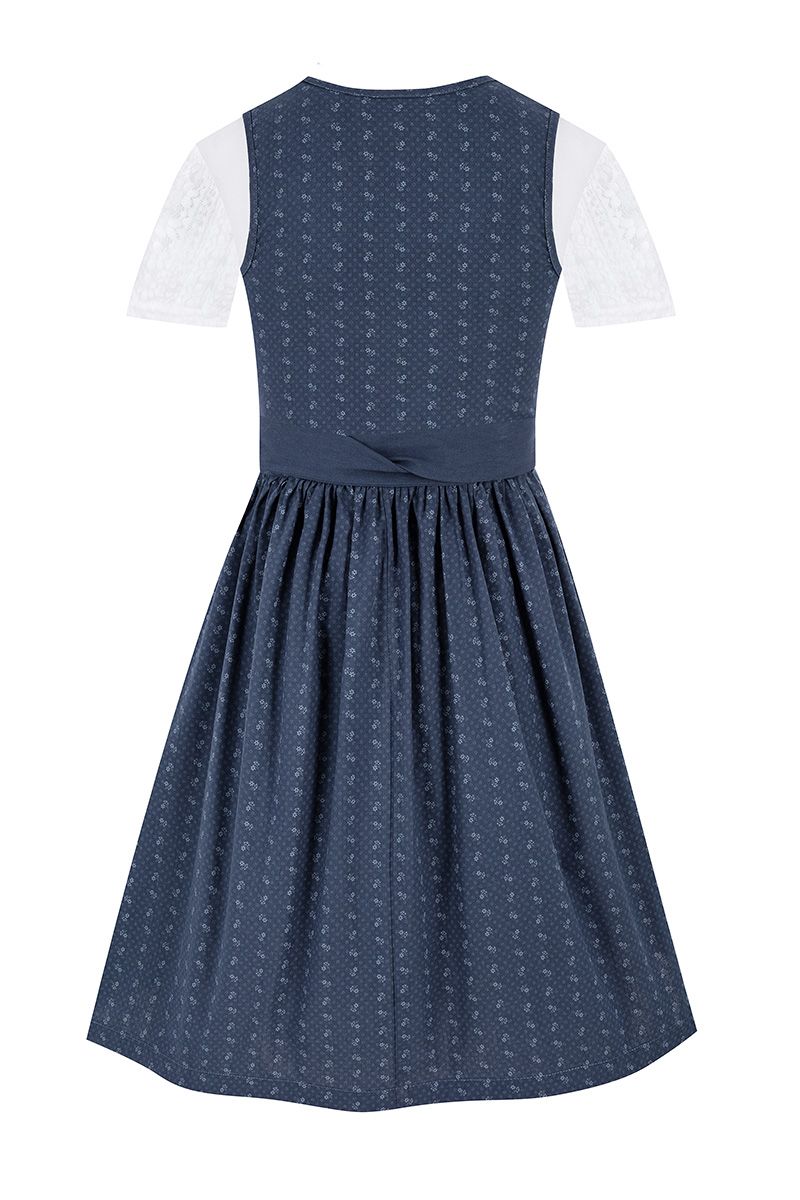 Dunkelblaues Dirndl von MOSER Trachten mit floralen Mustern auf trachten.de erhältlich.