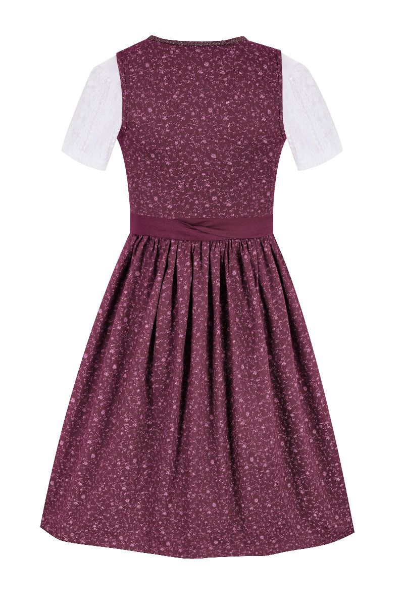 Elegantes, dunkelrotes Dirndl mit floralem Muster von MOSER Trachten.